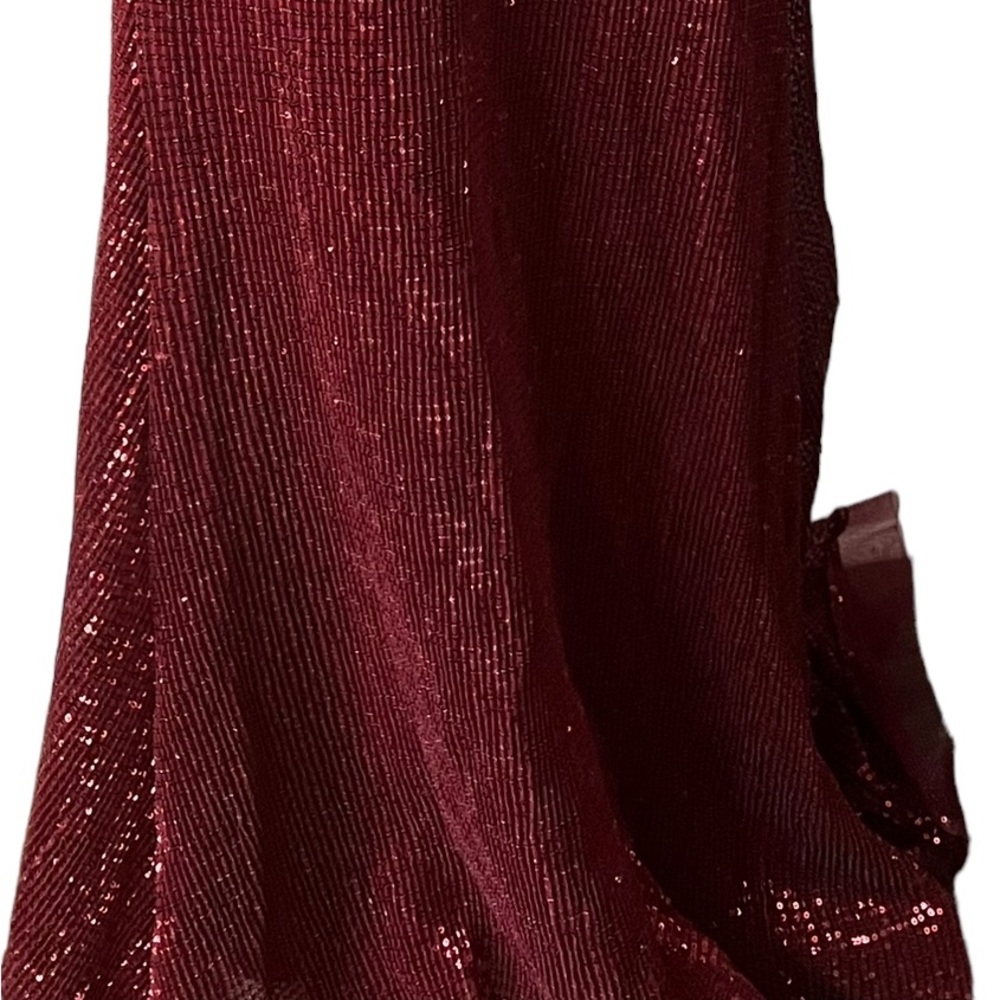 Camille La Vie Red Maxi Sequins Beaded Rhinestone waisted EVENING/Ball Gown - Picture 6 of 7